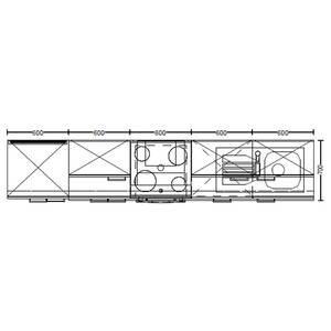 Küchenzeile Low-Line Touch Variante C Schwarz / Eiche Sierra Dekor - Breite: 300 cm - Ausrichtung links - Ohne Elektrogeräte