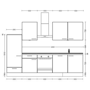 Küchenzeile Low-Line Touch Variante C Schwarz / Eiche Sierra Dekor - Breite: 300 cm - Ausrichtung links - Ohne Elektrogeräte