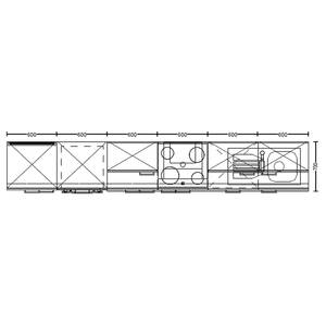 Küchenzeile Low-Line Touch Variante D Schwarz / Eiche Sierra Dekor - Breite: 360 cm - Ausrichtung links - Ohne Elektrogeräte