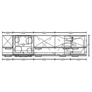 Küchenzeile Low-Line Touch Variante C Grau / Eiche Havanna Dekor - Breite: 240 cm - Ausrichtung links - Ohne Elektrogeräte