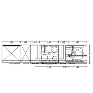 Küchenzeile Low-Line Touch Variante A Grau / Eiche Havanna Dekor - Breite: 270 cm - Ausrichtung links - Ohne Elektrogeräte