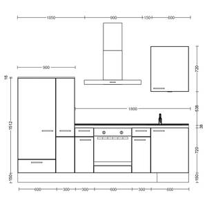 Küchenzeile Low-Line Touch Variante A Grau / Eiche Havanna Dekor - Breite: 270 cm - Ausrichtung links - Ohne Elektrogeräte