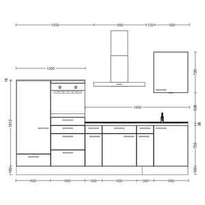 Küchenzeile Low-Line Touch Variante D Grau / Eiche Havanna Dekor - Breite: 300 cm - Ausrichtung links - Ohne Elektrogeräte