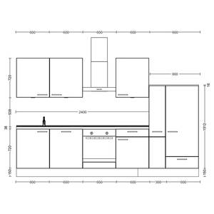 Küchenzeile Low-Line Touch Variante C Grau / Eiche Havanna Dekor - Breite: 330 cm - Ausrichtung rechts - Mit Elektrogeräten