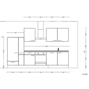 Küchenzeile Low-Line Touch Variante C Grau / Eiche Havanna Dekor - Breite: 330 cm - Ausrichtung links - Ohne Elektrogeräte