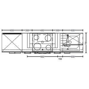 Küchenzeile Low-Line Touch Variante A Magnolia / Eiche Sierra Dekor - Breite: 240 cm - Ausrichtung links - Ohne Elektrogeräte