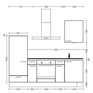 Küchenzeile Low-Line Touch Variante A Magnolia / Eiche Sierra Dekor - Breite: 240 cm - Ausrichtung links - Ohne Elektrogeräte