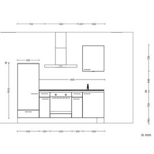 Küchenzeile Low-Line Touch Variante A Magnolia / Eiche Sierra Dekor - Breite: 240 cm - Ausrichtung links - Mit Elektrogeräten