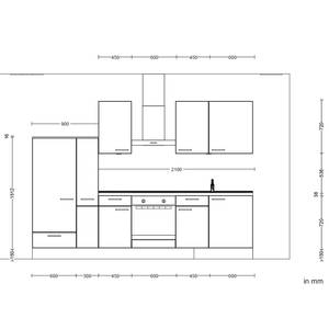 Küchenzeile Low-Line Touch Variante B Magnolia / Eiche Sierra Dekor - Breite: 300 cm - Ausrichtung links - Ohne Elektrogeräte