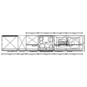 Küchenzeile Low-Line Touch Variante B Magnolia / Eiche Sierra Dekor - Breite: 300 cm - Ausrichtung links - Ohne Elektrogeräte