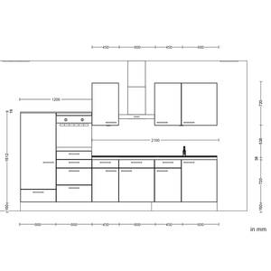 Küchenzeile Low-Line Touch Variante D Magnolia / Eiche Sierra Dekor - Breite: 330 cm - Ausrichtung links - Ohne Elektrogeräte