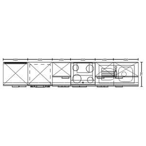 Küchenzeile Low-Line Touch Variante D Magnolia / Eiche Sierra Dekor - Breite: 330 cm - Ausrichtung links - Ohne Elektrogeräte