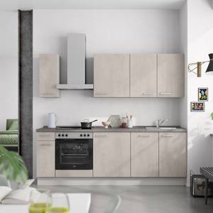 Küchenzeile Low-Line Riva Kombi C Beton Hell - Breite: 240 cm - Ausrichtung links - Ohne Elektrogeräte