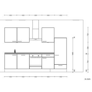 Küchenzeile Low-Line Riva Kombi C Beton Hell - Breite: 300 cm - Ausrichtung rechts - Ohne Elektrogeräte