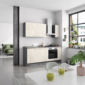 Küchenzeile Low-Line Riva Kombi B Weißbeton Dekor - Breite: 210 cm - Ausrichtung rechts - Mit Elektrogeräten