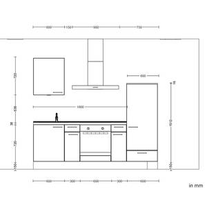 Küchenzeile Low-Line Riva Kombi A Weißbeton Dekor - Breite: 240 cm - Ausrichtung rechts - Ohne Elektrogeräte