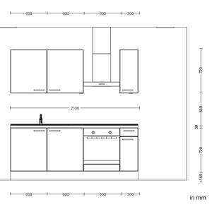 Küchenzeile Low-Line Easytouch Kombi B Dunkelgrün - Breite: 210 cm - Ausrichtung rechts - Ohne Elektrogeräte