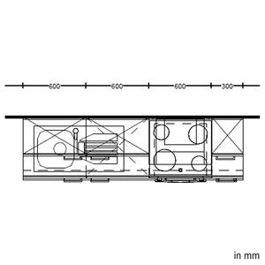 Küchenzeile Low-Line Easytouch Kombi B Dunkelgrün - Breite: 210 cm - Ausrichtung rechts - Ohne Elektrogeräte