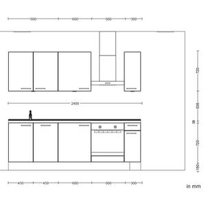 Küchenzeile Low-Line Easytouch Kombi C Dunkelgrün - Breite: 240 cm - Ausrichtung rechts - Mit Elektrogeräten