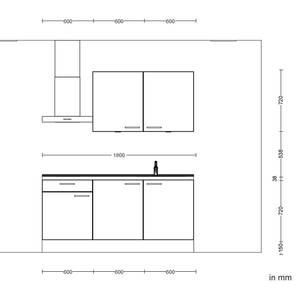 Küchenzeile Low-Line Easytouch Kombi A Dunkelblau - Breite: 180 cm - Ausrichtung links - Ohne Elektrogeräte