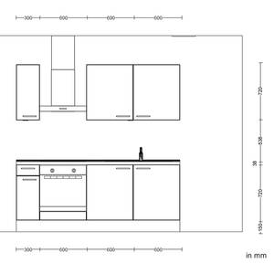 Küchenzeile Low-Line Easytouch Kombi B Dunkelblau - Breite: 210 cm - Ausrichtung links - Ohne Elektrogeräte