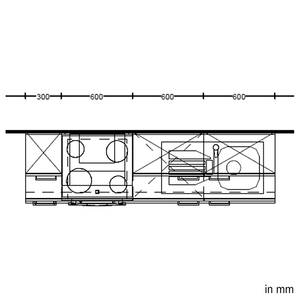 Küchenzeile Low-Line Easytouch Kombi B Dunkelblau - Breite: 210 cm - Ausrichtung links - Ohne Elektrogeräte