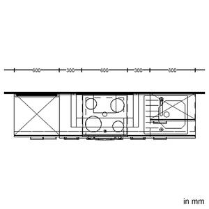 Küchenzeile Low-Line Easytouch Kombi A Dunkelblau - Breite: 240 cm - Ausrichtung links - Ohne Elektrogeräte