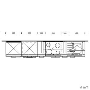 Küchenzeile Low-Line Easytouch Kombi D Dunkelblau - Breite: 300 cm - Ausrichtung links - Ohne Elektrogeräte