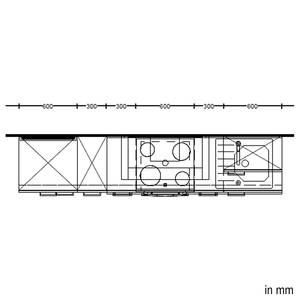 Küchenzeile Low-Line Easytouch Kombi A Dunkelblau - Breite: 270 cm - Ausrichtung links - Ohne Elektrogeräte