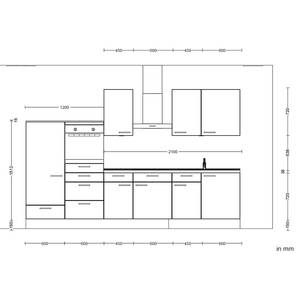 Küchenzeile Low-Line Easytouch Kombi D Dunkelblau - Breite: 330 cm - Ausrichtung links - Ohne Elektrogeräte