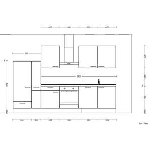 Küchenzeile Low-Line Easytouch Kombi C Dunkelblau - Breite: 330 cm - Ausrichtung links - Ohne Elektrogeräte