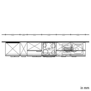 Küchenzeile Low-Line Easytouch Kombi C Dunkelblau - Breite: 330 cm - Ausrichtung links - Ohne Elektrogeräte