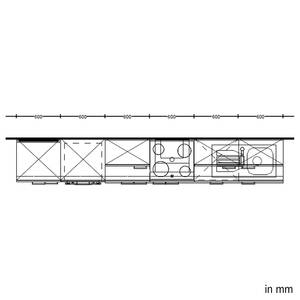 Küchenzeile Low-Line Easytouch Kombi D Dunkelblau - Breite: 360 cm - Ausrichtung links - Ohne Elektrogeräte