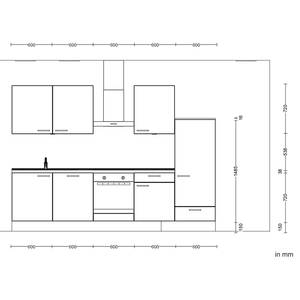 Küchenzeile Low-Line Easytouch Kombi C Dunkelrot - Breite: 300 cm - Ausrichtung rechts - Ohne Elektrogeräte