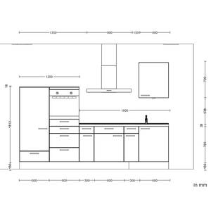 Küchenzeile Low-Line Structura Kombi D Eiche Dekor - Breite: 300 cm - Ausrichtung links - Mit Elektrogeräten