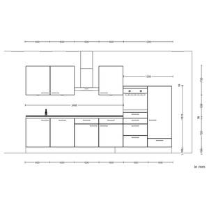 Küchenzeile Low-Line Structura Kombi D Eiche Dekor - Breite: 360 cm - Ausrichtung rechts - Mit Elektrogeräten