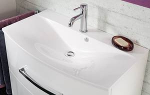 Lavabo largo 80 cm Lugano Marmo-resina - Bianco