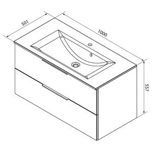 Badset B.Brilliant 2-teilig Glas Spanplatte / Glas - Weiß / Asteiche Dekor - Breite: 100 cm