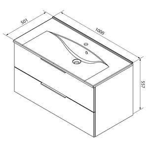 Badset B.Brilliant 2-teilig Gussmarmor Spanplatte / Gussmarmor - Weiß / Asteiche Dekor - Breite: 100 cm