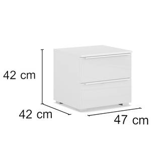 Table de chevet Monostar à vitre Blanc alpin - Hauteur : 43 cm - Lot de 2