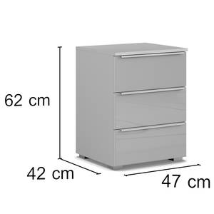 Nachtkastje Monostar met glas Zijdegrijs - Hoogte: 62 cm - Set van 2