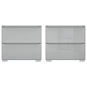 Table de chevet Monostar à vitre Gris soie - Hauteur : 43 cm - Lot de 2