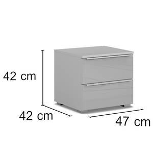 Nachtkastje Monostar met glas Zijdegrijs - Hoogte: 43 cm - Set van 1