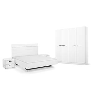 Set di mobili Florenz con letto 160 cm Bianco alpino - Larghezza: 181 cm - Senza ante a specchio