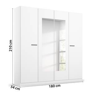 Chambre Florenz avec lit 180 cm Blanc alpin - Largeur : 181 cm - Avec portes miroir