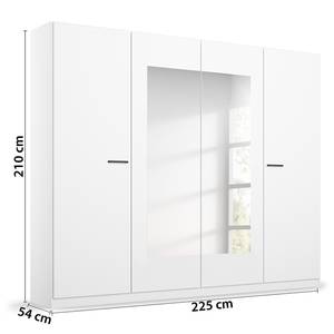 Armoire à portes battantes Florenz Blanc alpin - Largeur : 226 cm - Avec portes miroir