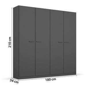 Armoire à portes battantes Florenz Gris métallisé - Largeur : 181 cm - Sans portes miroir