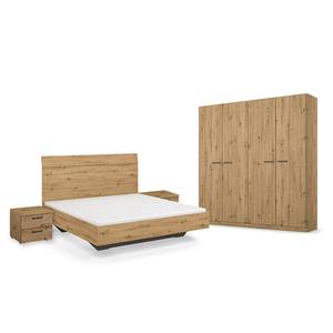 Schlafzimmer-Set Florenz mit 180er Bett Eiche Artisan Dekor - Breite: 181 cm - Ohne Spiegeltür/-en