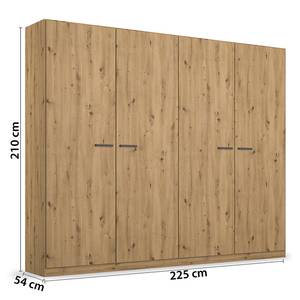 Chambre Florenz avec lit 180 cm Imitation chêne Artisan - Largeur : 226 cm - Sans portes miroir