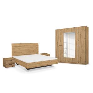 Slaapkamerset Florenz met bed 180 cm Eikenhoutlook Artisan - Breedte: 181 cm - Met spiegeldeuren